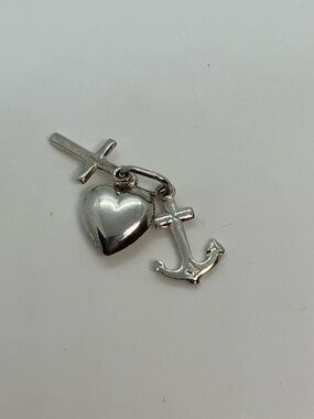 Vtg 925 Sterling Silver Hope Love Charity Charm / Pendant